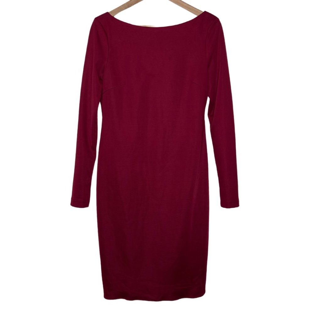 ALICE & YOU | Deep Red Bodycon Long Sleeved Scoop Back Dress | Size 14